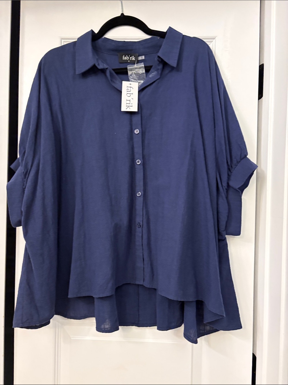fab'rik Navy Blue Oversized Button-Front Shirt